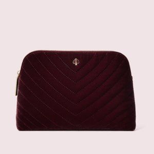 kate spade Amelia Velvet Medium Cosmetic Case bag purple cherrywood nwot